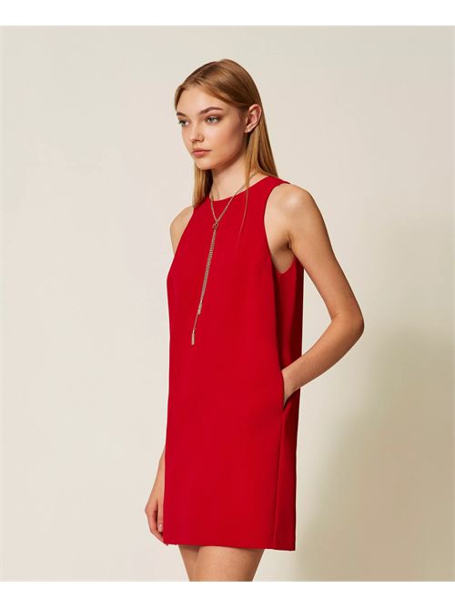 Abito corto in crêpe cady con catena Oval T TWINSET | TP2302/00740